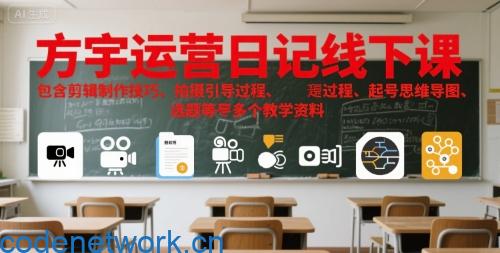 方宇运营日记线下课，包含剪辑制作技巧、拍摄引导过程、起号思维导图、选题等多个教学资料|思创源码网