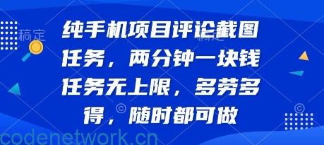 纯手机项目评论截图任务，两分钟一块钱 任务无上限多劳多得，随时随地都能做【揭秘】|思创源码网