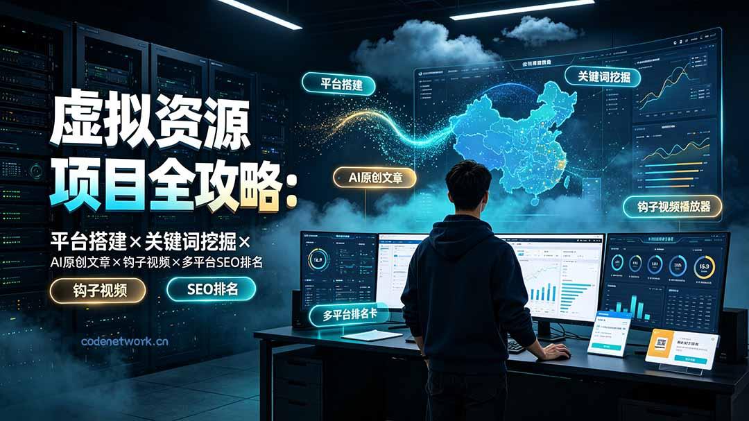 虚拟资源项目全攻略：平台搭建×关键词挖掘×AI原创文章×钩子视频×多平台SEO排名|思创源码网