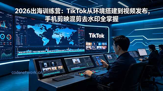 2026出海训练营：TikTok从环境搭建到视频发布，手机剪映混剪去水印全掌握|思创源码网
