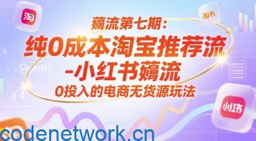 薅流第七期：纯0成本淘宝推荐流-小红书薅流最新版目，0投入的电商无货源玩法（附赠往期）