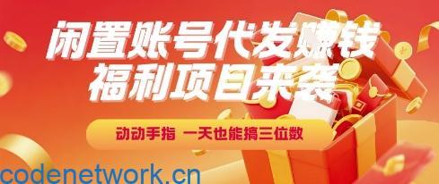 福利项目来袭，闲置账号代发挣钱，动动手指，一天也能搞三位数【揭秘】|思创源码网
