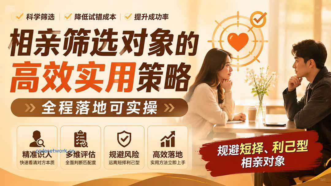 付费文章：相亲筛选对象的高效实用策略，全程落地可实操，规避短择、利己型相亲对象|思创源码网