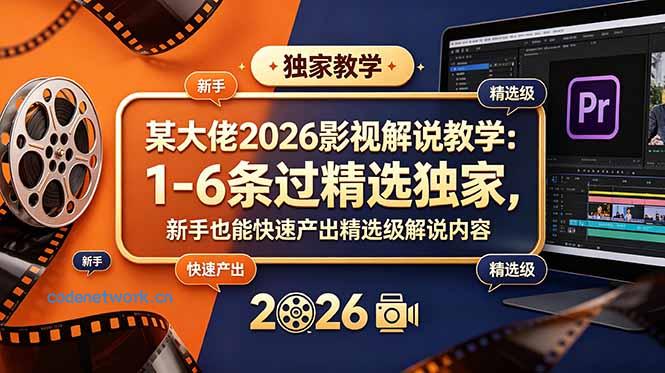 某大佬2026影视解说教学：1-6条过精选独家，新手也能快速产出精选级解说内容|思创源码网