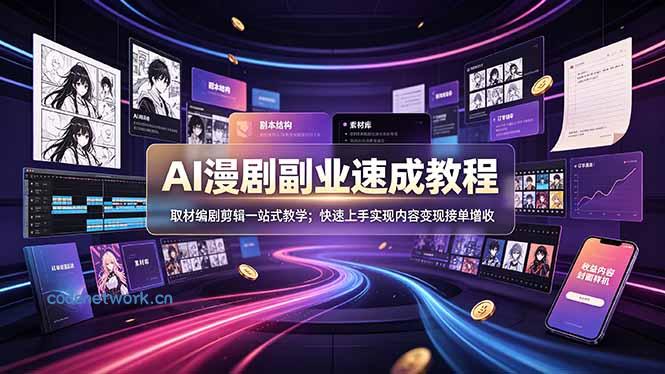 AI漫剧副业速成教程，取材编剧剪辑一站式教学；快速上手实现内容变现接单增收|思创源码网