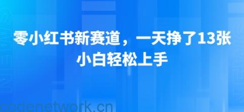 小红书新赛道，一天挣了13张，小白轻松上手|思创源码网
