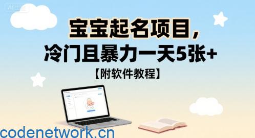 宝宝起名项目，冷门且暴力一天5张+【附软件教程】|思创源码网