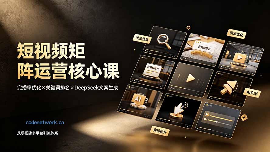 短视频矩阵运营核心课：完播率优化×关键词排名×DeepSeek文案生成，从零搭建多平台引流体系|思创源码网