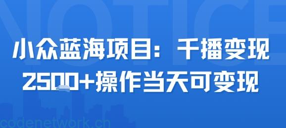 小众蓝海项目，千播变现2.5k+操作当天可变现|思创源码网
