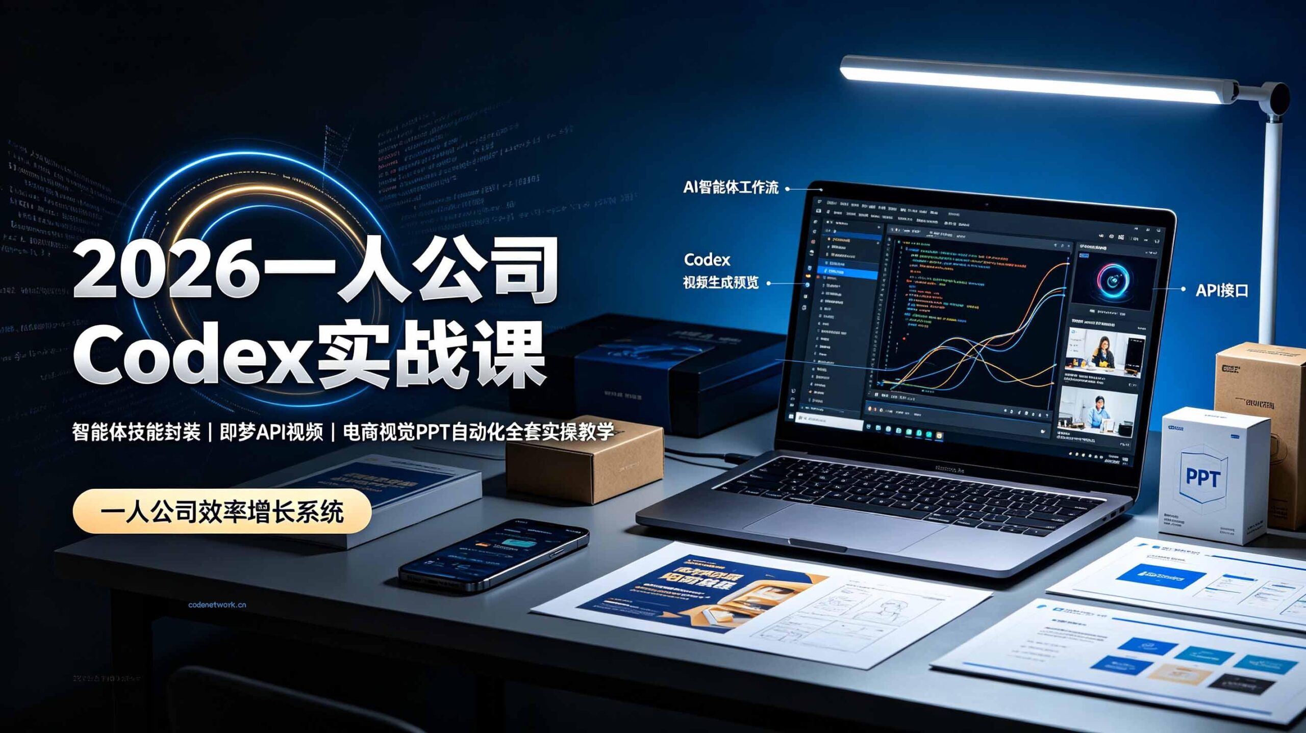 2026一人公司Codex实战课◆智能体技能封装｜即梦API视频｜电商视觉PPT自动化全套实操教学|思创源码网