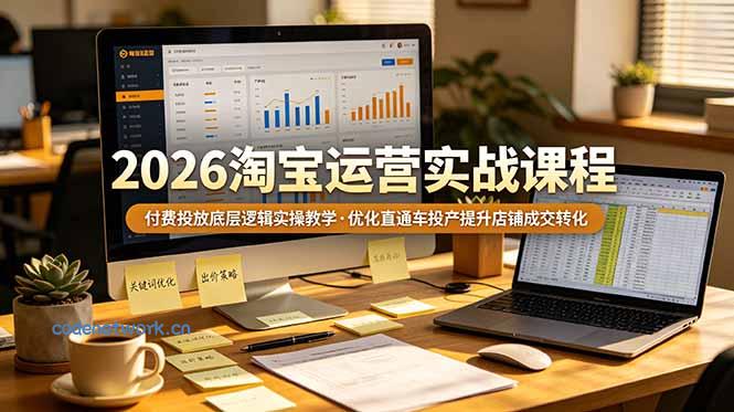 2026 淘宝运营实战课程，付费投放底层逻辑实操教学，优化直通车投产提升店铺成交转化|思创源码网