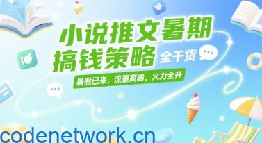 小说推文暑期搞钱策略，全干货，暑假已来，流量高峰，火力全开|思创源码网