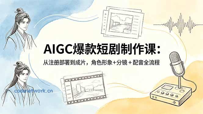 AIGC爆款短剧制作课：从注册部署到成片，角色形象+分镜+配音全流程|思创源码网