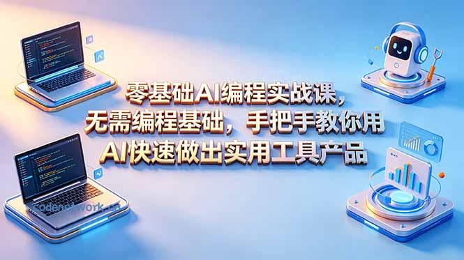 零基础AI编程实战课-更新，无需编程基础，手把手教你用AI快速做出实用工具产品|思创源码网