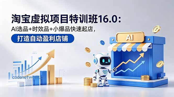 淘宝虚拟项目特训班16.0：AI选品+时效品+小爆品快速起店，打造自动盈利店铺|思创源码网