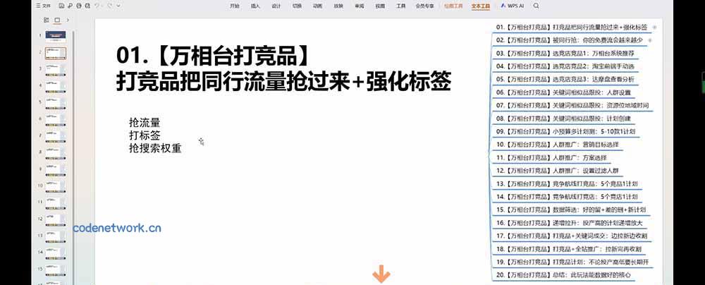 老火电商03期万相台截流课：竞品多渠道筛选｜多计划测试递增｜全站联动拉新收割全套实操教学|思创源码网