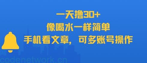一天撸30+，像喝水一样简单，手机看文章，可多账号操作|思创源码网