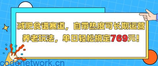 减肥食谱赛道，自带热度可长期运营，养老玩法，单日轻松搞定769|思创源码网