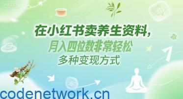 在小红书卖养生资料，月入四位数非常轻松，多种变现方式|思创源码网