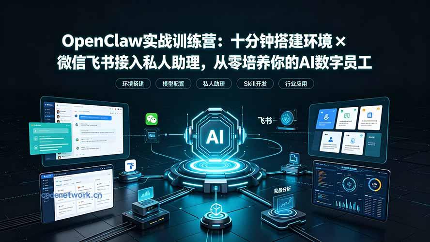 OpenClaw实战特训营：十分钟搭建环境×微信飞书接入私人助理，从零培养你的AI数字员工|思创源码网