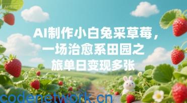 AI制作小白兔采草莓，一场治愈系田园之旅单日变现多张|思创源码网