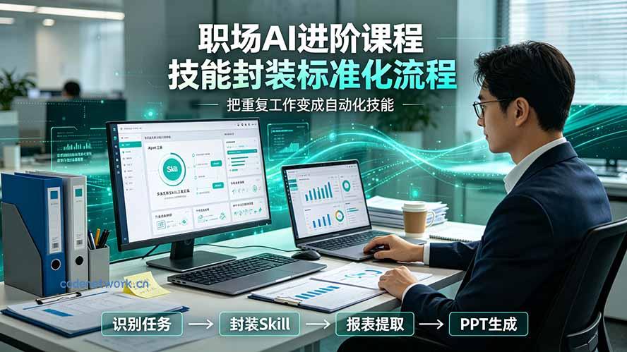 职场AI进阶课程；多类实用Skill工具实操，专属技能封装标准化流程，报表行业报告一键提取核心内容|思创源码网