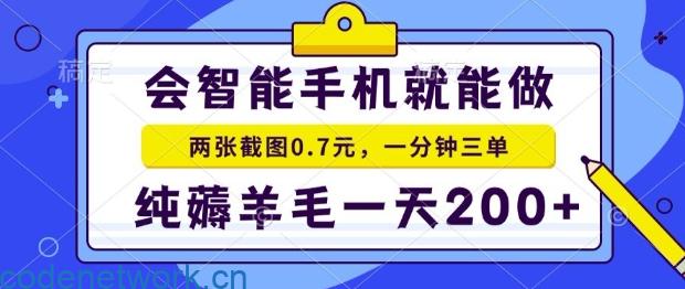 2025年零撸手机项目，二十秒一单，纯薅羊毛，一天200+做就有【揭秘】|思创源码网